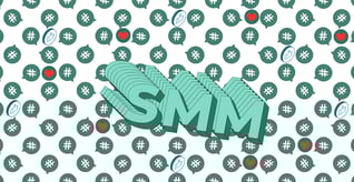 A stylized graphic featuring the large 3D letters “SMM” against a repeating background of speech bubbles.