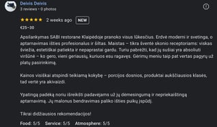 Atsiliepimai SABI Restorano