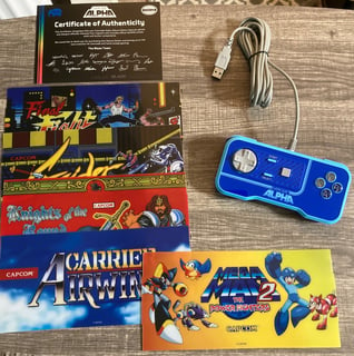 Evercade Alpha Mega Man Marquee Mylars and Gamepad