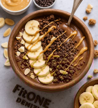 a bowl of cerealed cereals and peanut butter