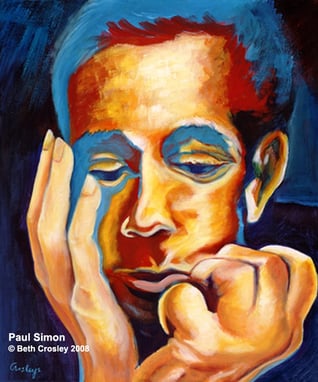 Paul Simon © Beth Crosley 2008, acrylic on canvas, 16” x 20”