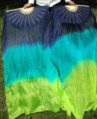 Winged Sirenny 150cm Pareja Abanico-pois de Seda Auténtica para Baile Árabe, Accesorios de Danza del