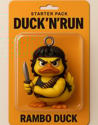 Rambo duck, a rubber duck toy with a rubber duck in the middle of it