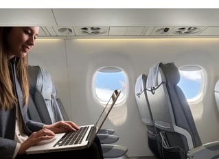 Lady working in the plane