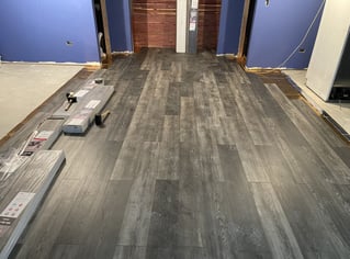 basement grey wooden floor installation