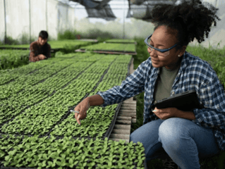 students in greenhouse