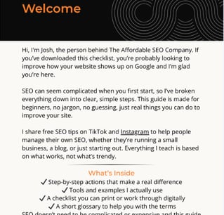 a snippet of the welcome page on the beginners guide to seo.