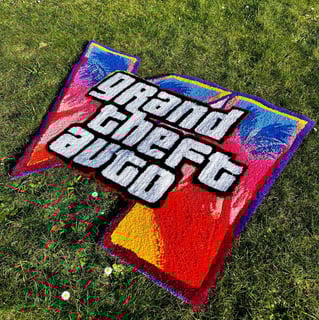 Tapis logo GTA 6, sur mesure tufté à la main grand theft auto