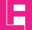 a pink letter e with a black and white letter e