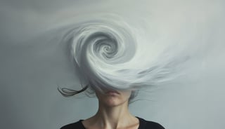 femme avec la tête dans les nuages