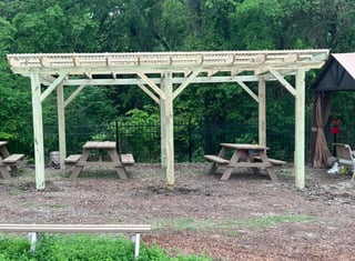 Wood Pergola with Picnic Table