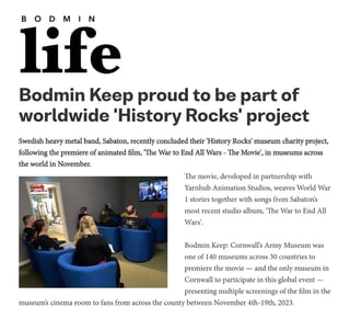 Bodmin Life article: Bodmin Keep proud to be part of worldwide 'History Rocks' project