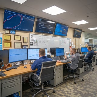 Haul Mate dispatchers using advanced software to optimize trucking routes for increased efficiency