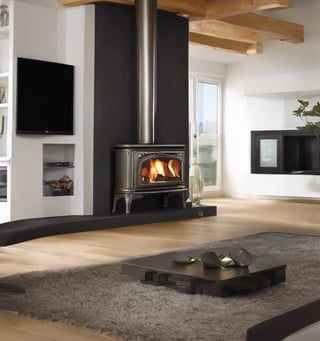Chimenea de leña en un salón moderno