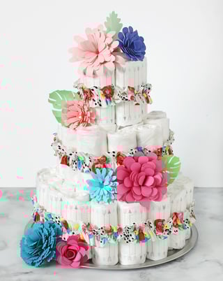 elaborate diaper cake