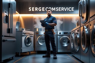 SergeComService appliance repair technician fixes commercial washer in Charlotte