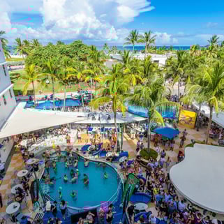 pool party with many people in Clevelander Hotel