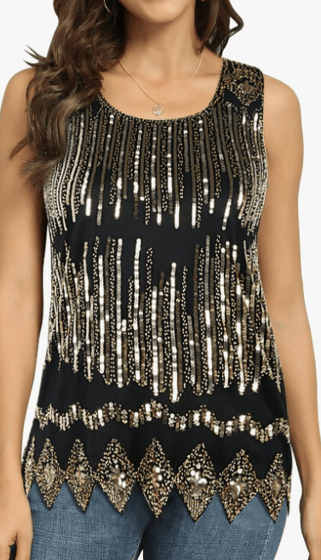 PrettyGuide Women's Sequin Top Flowy Sparkly Cocktail Tank Party Dressy Tops