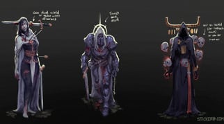Horror enemy designs concept art for indie games