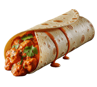 A Butter Chicken Wrap offered by PremiYum Foods.