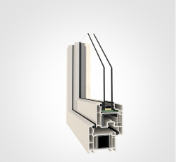 a window with a window frame and a window with a glass door