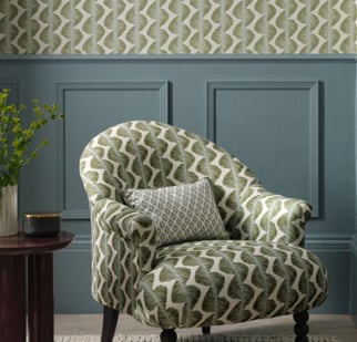 Chauffeuse tissu Romo Matcha collection Aubin