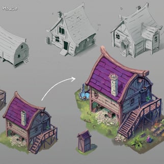 Fantasy house concept art for isometric 2d game