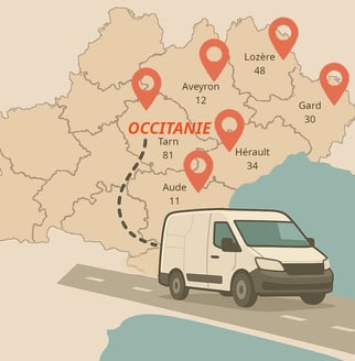 Nous nous déplaçons dans toute l’Occitanie : Hérault (34), Aude (11), Gard (30), Tarn (81), Haute-Ga