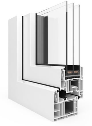 a window with a white frame and a white frame