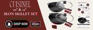 a set of iron skillets