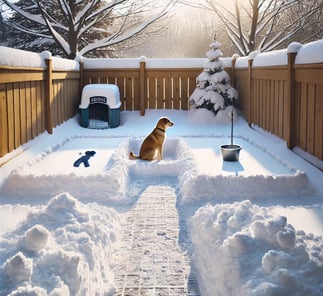Dog potty area in winter in Kalamazoo and Portage