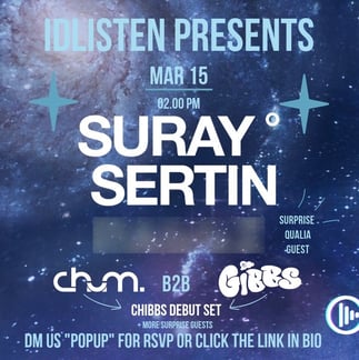 Event flyer for chum. at a Denver Rooftop Show on March 15, 2025.