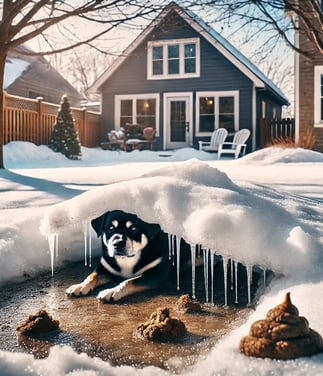hidden dog waste in winter Kalamazoo, melting snow cleanup risks, pet-friendly yard cleanup