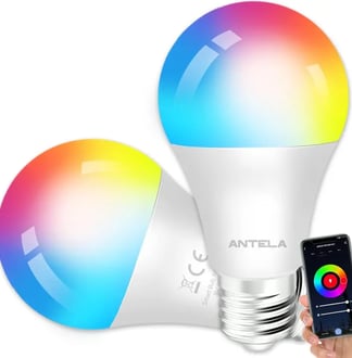 ANTELA Bombilla Inteligente LED E27 Wifi 9W Compatible Con Google Home/Alexa