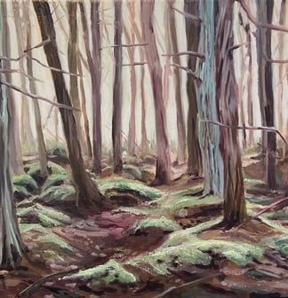 Oil painting of North East White Cedar Swamp in Wellfleet, Cape Cod