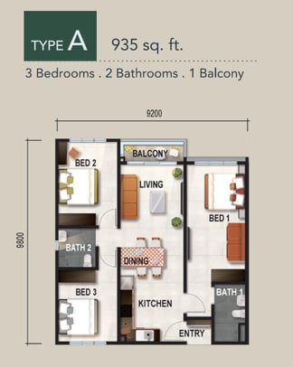 Verte Medini Residence Type A Layout