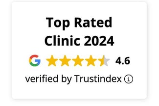 a white square with the words top rated clinics in the top of the list