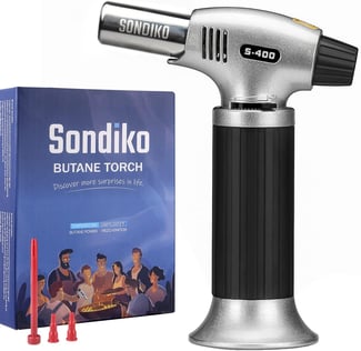 Refillable Kitchen Torch Lighter, Fit All Butane Tanks Blow Torch with Safety Lock and Adjustable