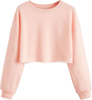 SweatyRocks Women's Casual Long Sleeve Raw Hem Pullover Crop Tops Sweatshirts
