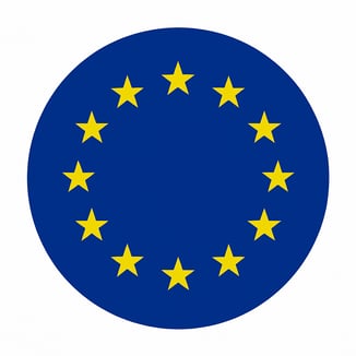 a circular blue and yellow flag with stars