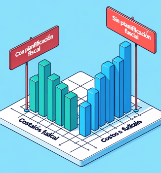 Ilustración detallada de un gráfico de barras que compara los costos fiscales entre dos escenarios 