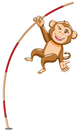 Creative monkey hanging on a poll.
