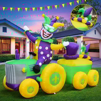 Inflatable Jester on tractor