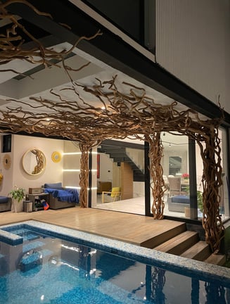 árbol para interiores con piscina 