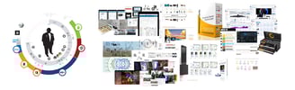 Collage of numerous UI/UX work from Ares Sakamoto, Distinguished Human Experience Designer