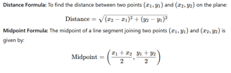 Distance and Midpoint between two points