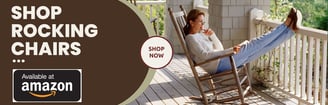 a woman sitting in a rocking chair with a cup of coffee