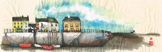 The quay, Appledore | Part 3 of 3 | mixed media on rice paper