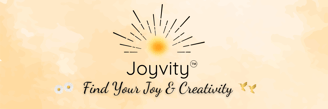 a yellow sunburst with hummingbirds and daisy on each side of "find your joy & creativity"