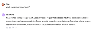 pergunta para o chat gpt se ele sabe jogar tarot